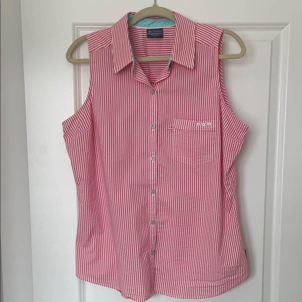 Columbia Pink and White Striped Shirt